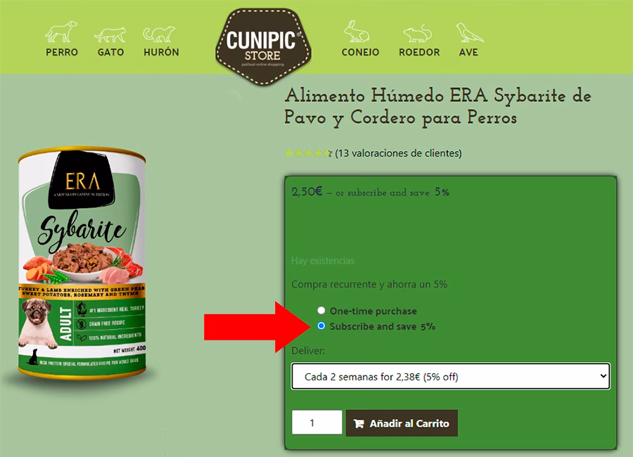 Descuento por suscripcion en cunipic