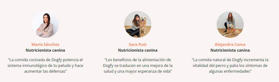 esquipo de nutricionistas caninas de Dogfy Diet
