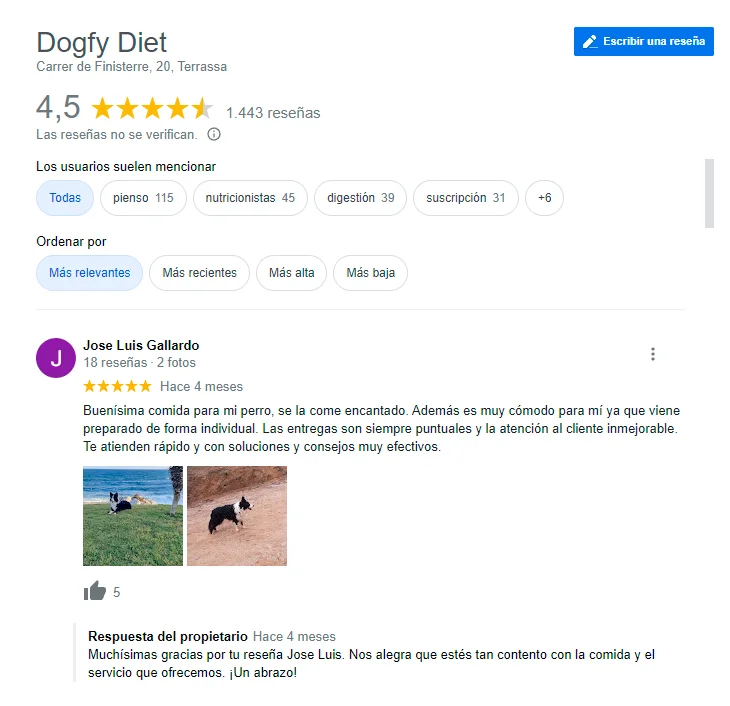 resenas de dogfy diet desde google resenas