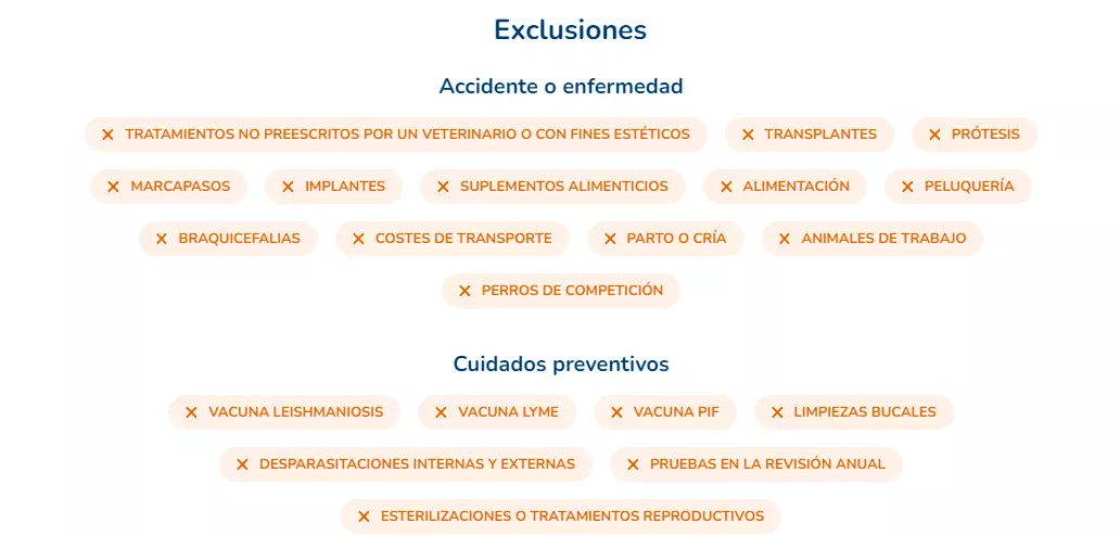 exclusiones seguro veterinario
